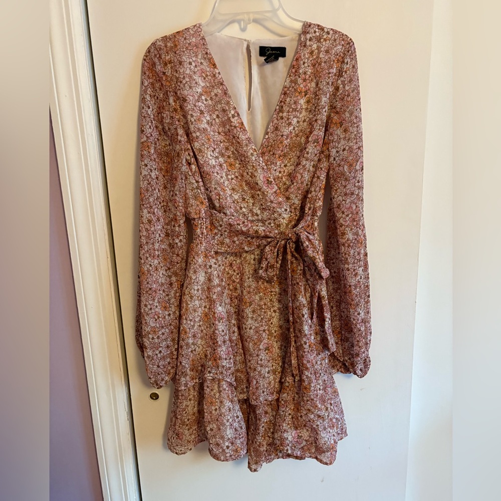 Pink Floral Wrap Dress
